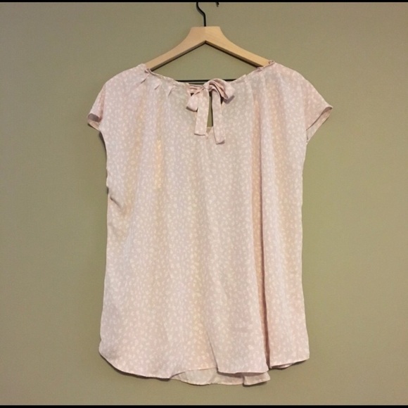 LC Lauren Conrad Pleated Top (Pink Leaf Print) - Picture 5 of 6